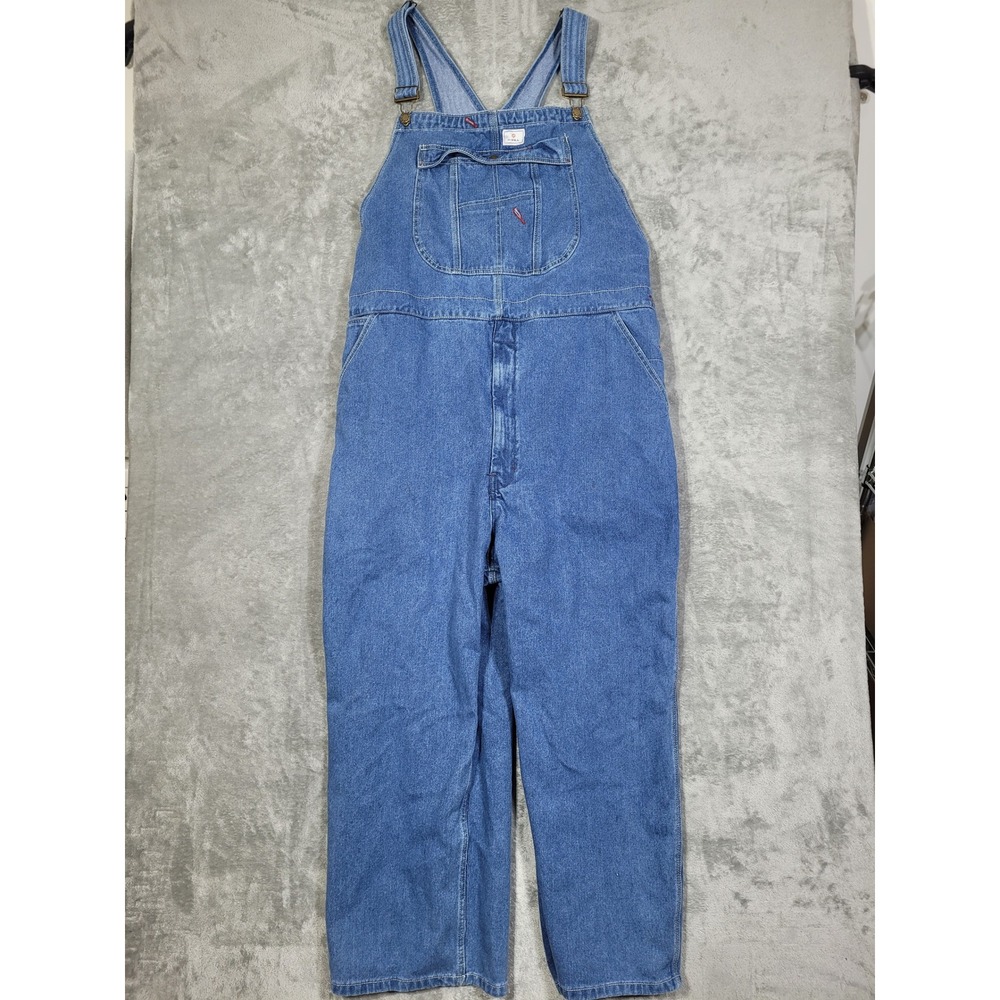 HISEA Mens Denim Overalls 48x28 Blue Cotton Workwear Bib Pants
